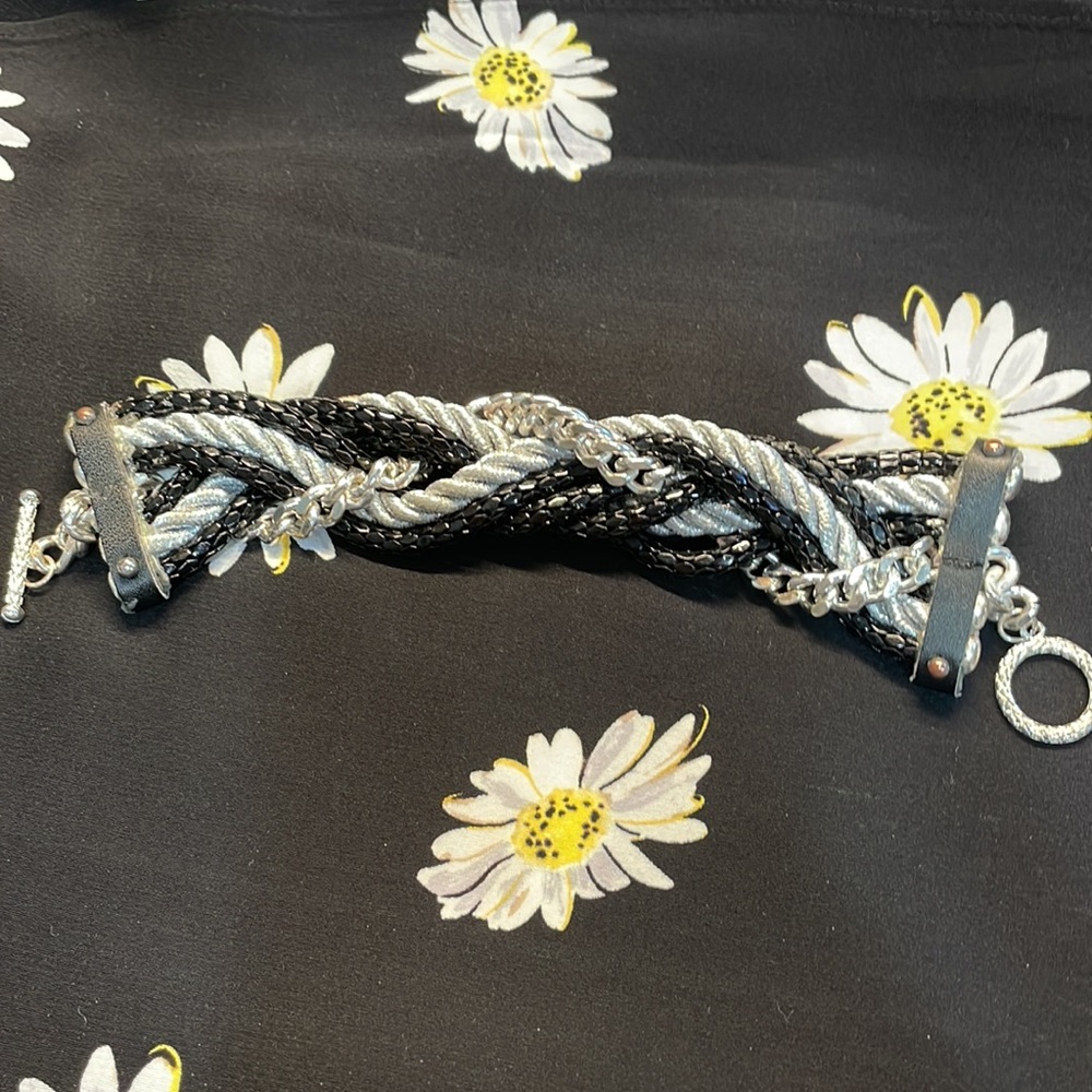 Braided Silver/Black Toggle Beautiful Bracelet Ne… - image 5